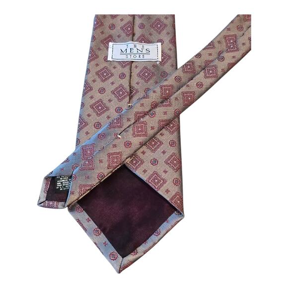 The Mens Store Necktie Geometric Medallion Diamond Print Silk Blend 3.6" Classic - Picture 5 of 6